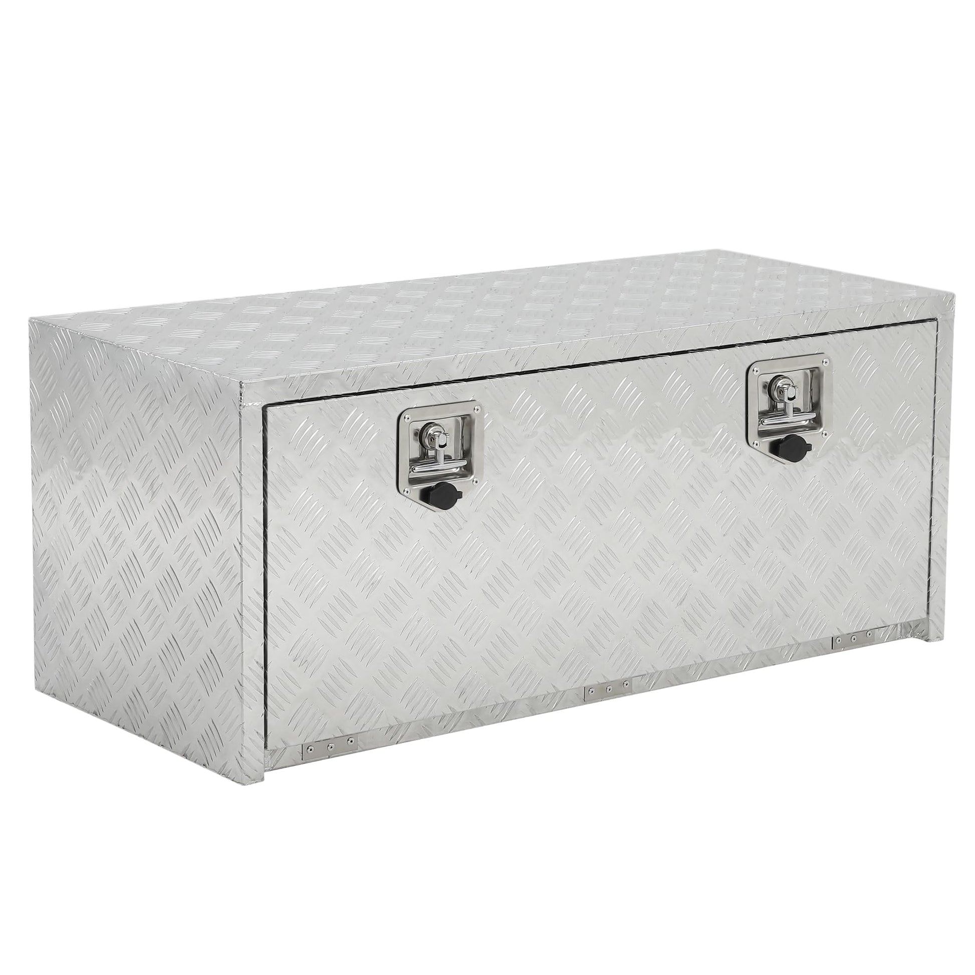 Coffre à outils Garvee 24 pouces en aluminium, coffre de rangement sous châssis, étanche, robuste, avec poignée en T, verrouillable, pour camionnettes et camping-cars, argent