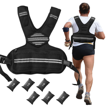 Gilet lesté ajustable Garvee 4-10 lbs en néoprène respirant avec bandes réfléchissantes, poches, idéal pour le fitness, l'entraînement et le jogging (noir).