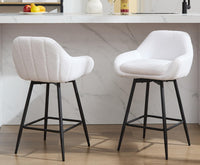 Tabourets de bar pivotants modernes Garvee, lot de 2, revêtement en tissu sherpa et pieds en métal, 66 cm (26 pouces), noirs