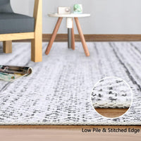 Tapis marocain bohème GARVEE 200x290cm Gris, déperlant, à poils courts, résistant aux taches et à l'huile, lavable, salon et chambre