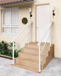 Garvee Main Courante Blanche pour Escalier 2 Marches, Rampe Réglable et Antidérapante, Structure Robuste pour Entrée, Porche et Zone de Passage