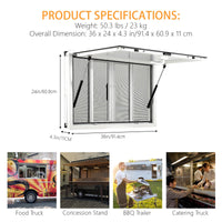Fenêtre de restauration Garvee 36" x 24" en aluminium avec 4 fenêtres coulissantes et auvent, cadre en acier inoxydable, poignée de sécurité, idéale pour les camions-restaurants