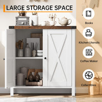 Garvee buffet de cuisine avec portes, étagère réglable, style campagnard, pour cuisine, salon, salle à manger, blanc et brun