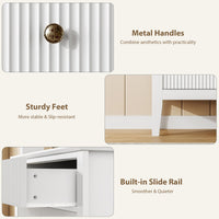 Commode Garvee blanche cannelée à 3 tiroirs, style moderne, en bois, pour chambre ou couloir, 80 cm (L) x 75 cm (H), blanche