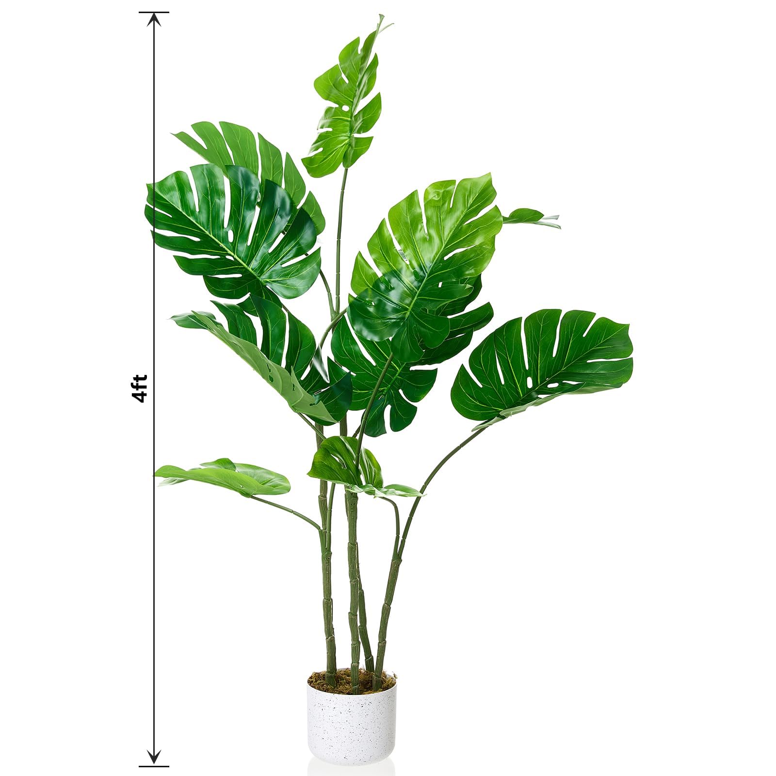 Monstera artificielle Garvee, 1,2 m, résistante aux UV, pot en ciment stable, matériau PEVA, aucun assemblage requis, décoration intérieure pour salon ou bureau, verte