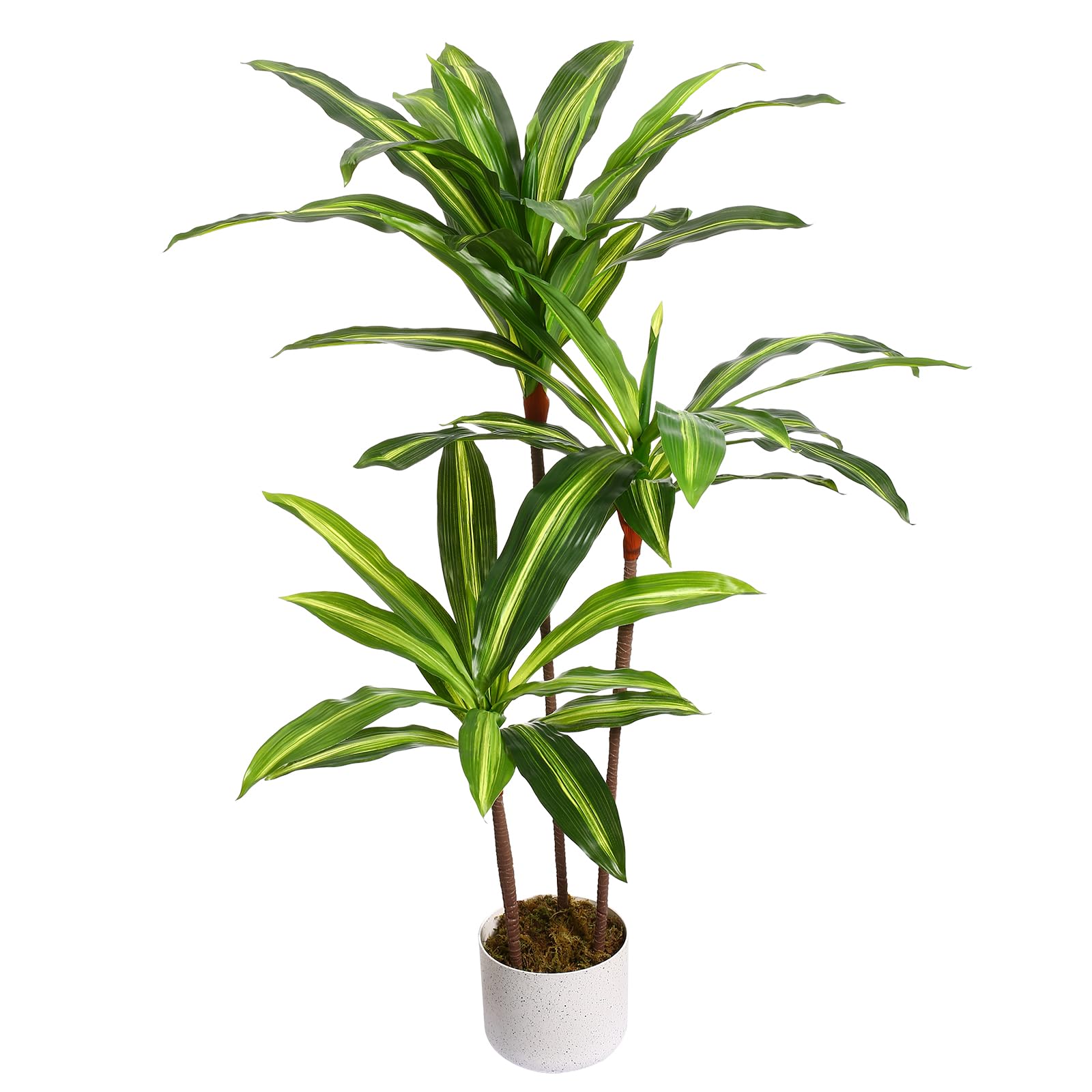 Arbre dracaena artificiel Garvee de 1 m (3,3 pi) avec pot en ciment robuste pour salon et bureau, résistant aux UV, facile d'entretien, vert