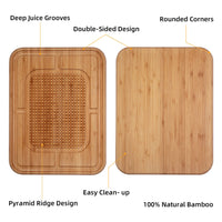 Planche à découper Garvee Pyramid Tip en bambou carbonisé double face pour la cuisine et le barbecue, stable et polyvalente