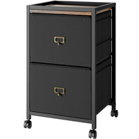 Garvee Caisson de classement mobile 2 tiroirs en tissu, cadre métal, plateau MDF, imperméable et anticorrosion, roulettes, idéal bureau maison.