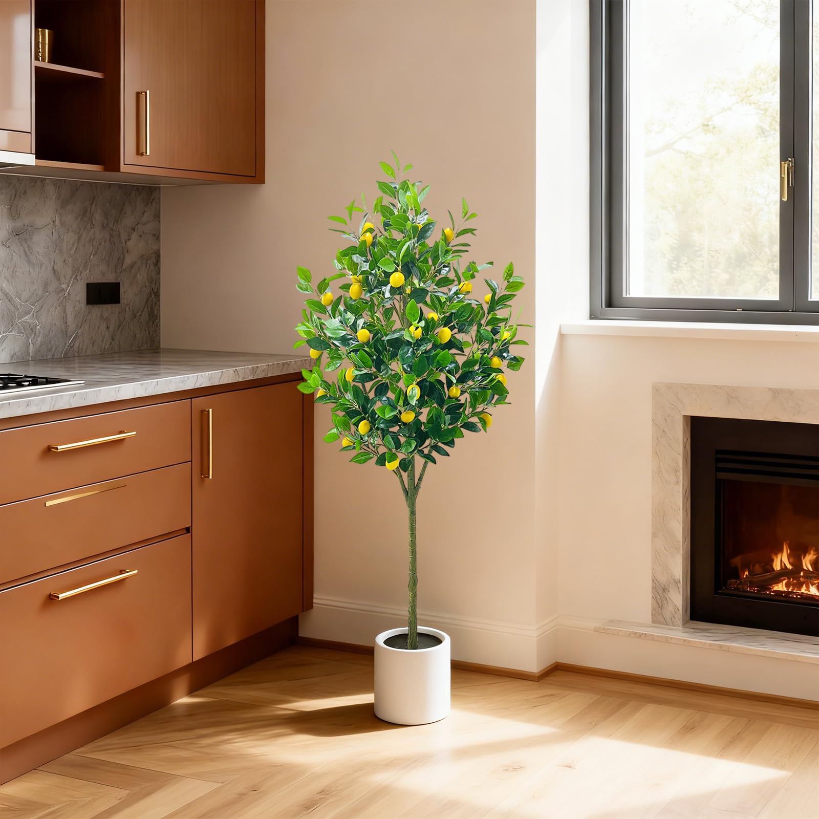 Arbre artificiel Garvee de 1,5 m (5 pi) pour intérieur, design réaliste, sans entretien, polyvalent pour la maison et le bureau, écologique