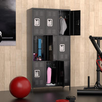 Garvee armoire de rangement métallique à 9 portes et 18 crochets, revêtement en poudre, pour le bureau, l'école, la salle de sport ou le garage