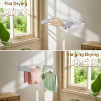 Étendoir à linge mural Garvee avec 6 barres en aluminium, pliable, pour salle de bain et buanderie, gain de place, stable, blanc