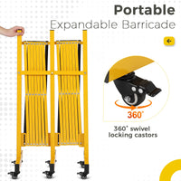 Garvee Barrière de sécurité extensible 488 cm, métal pliable avec roulettes, robuste, pour circulation, jaune et noir