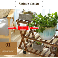Garvee support à plantes en bois, 5 niveaux et 7 plateformes, 95 × 25 × 95 cm, intérieur et extérieur, naturel