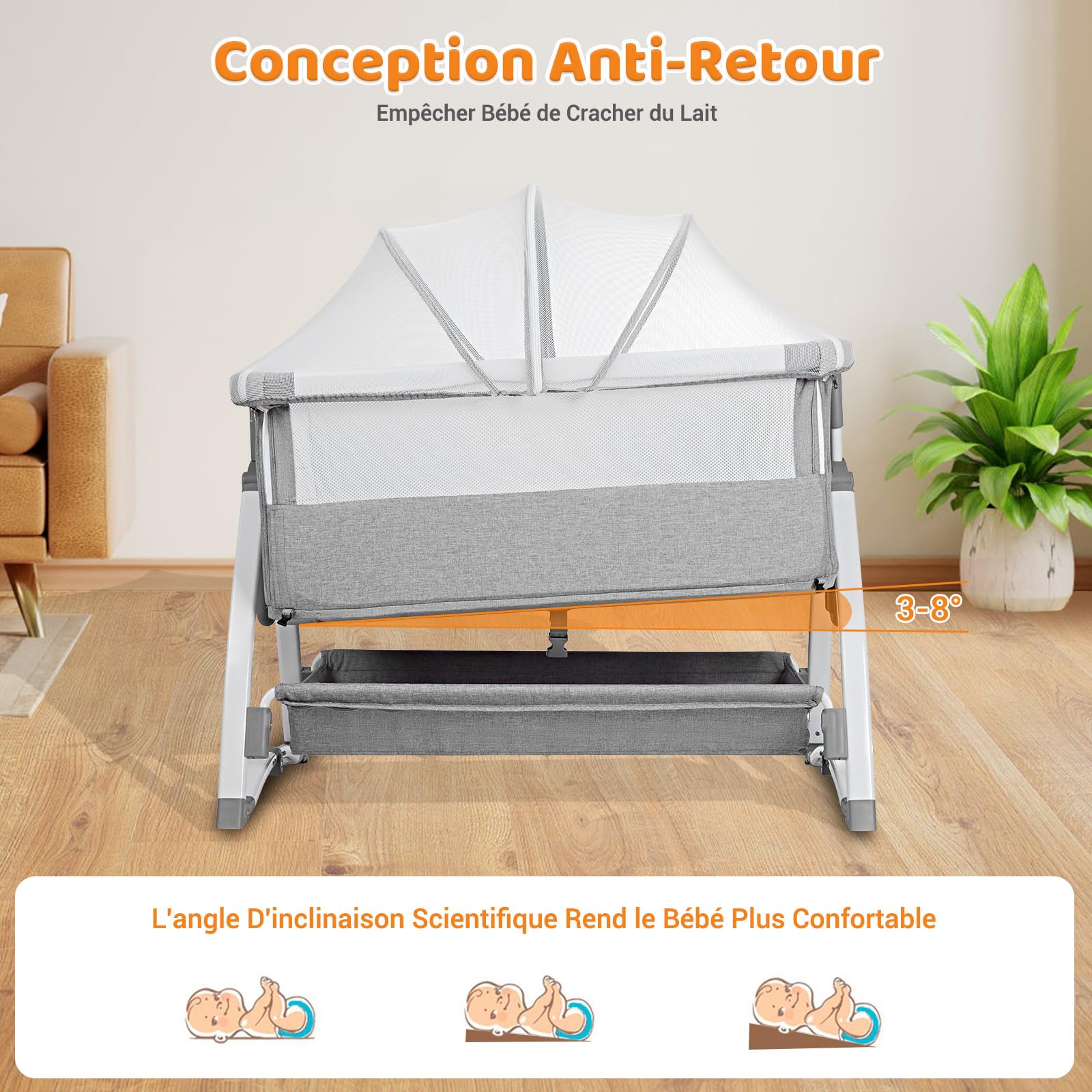 Lit bébé GARVEE, berceau bébé, lit cododo 4 en 1, lit de voyage pour enfants