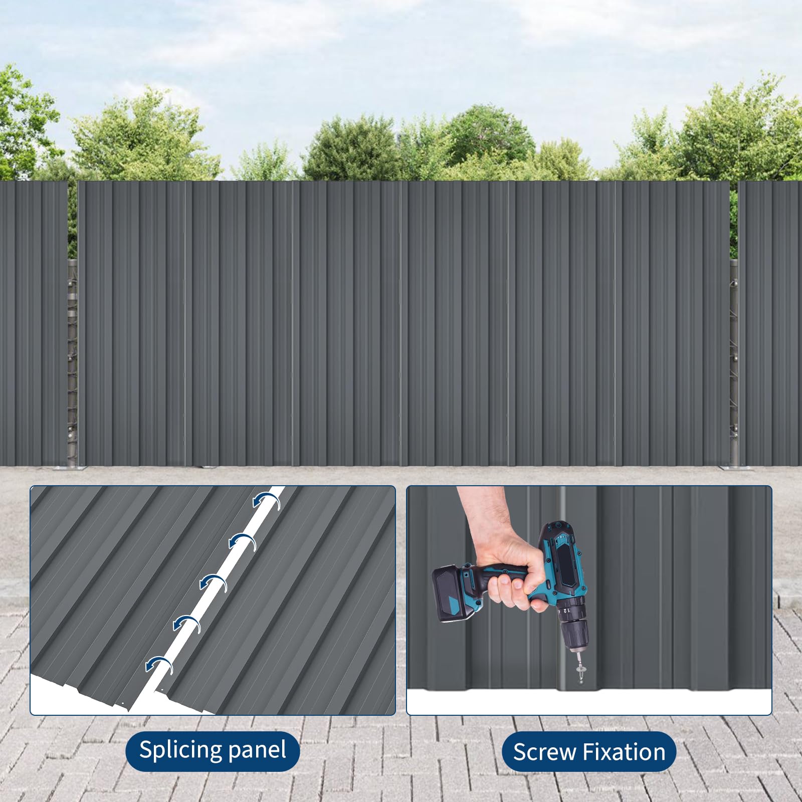 Tôles de toiture métalliques Garvee, 20 pièces, acier galvanisé, 0,25 mm, antirouille, imperméables, pour jardin et terrasse, 110 x 45 cm