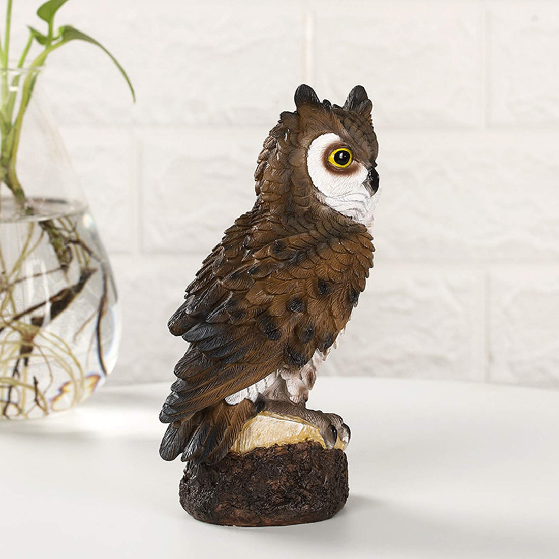 Garvee Hibou effaroucheur anti-oiseaux en plastique durable, statue décorative réaliste pour jardin extérieur, protection efficace contre les oiseaux.