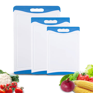 Ensemble de planches à découper Garvee Kitchen, 3 pièces, sans BPA, avec rainure à jus et poignée, usage polyvalent, 42 cm x 35 cm x 29 cm, multicolore