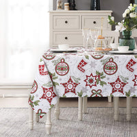 Nappe de Noël Garvee en polyester, 132 x 132 cm, imperméable, résistante à l'huile et facile à nettoyer, motif Noël rouge, idéale pour les fêtes et les repas en salle.