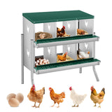 Garvee Boîte à Nid pour Poules 6 Compartiments Acier Galvanisé Protection des Œufs pour Poulailler Durable Facile à Installer - vert | 6 compartiments avec pieds