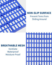 Ensemble de 6 palettes en plastique bleu Garvee, 30 x 60 x 3 cm, capacité de charge de 500 kg, antidérapantes, empilables et recyclables, pour entrepôt et garage.