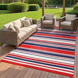 Garvee Tapis d'Extérieur Réversible en Paille Plastique 9x18 Rayures Géométriques Modernes UV Résistant Antidérapant Léger Camping Jardin - Rayures géométriques