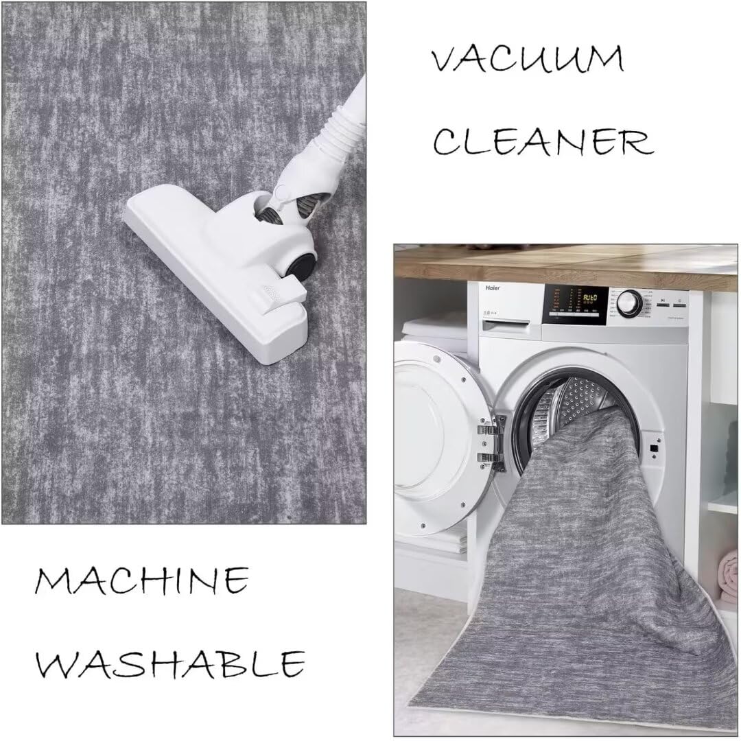 Tapis de salon Garvee, doux, lavable en machine, antidérapant, gris moderne, 80 x 150 cm