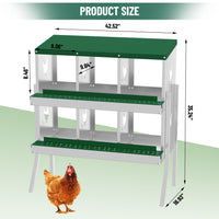 Garvee pondoir pour poules à 6 compartiments avec support métallique, acier galvanisé de 0,7 mm, idéal pour poulaillers, fermes et basses-cours, vert