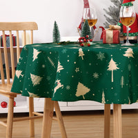 Nappe de Noël ronde Garvee 152 cm verte, imperméable et lavable, en polyester, idéale pour les fêtes, la cuisine et la salle à manger.