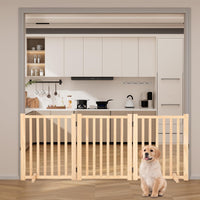 Barrière pour chien en bois Garvee, autoportante, sans peinture, pliable, 3 panneaux, 61 cm de haut, antidérapante, pour portes et escaliers