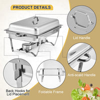 Garvee Ensemble de 2 chauffe-plats argentés 8 QT en acier inoxydable, 62 x 35,5 x 30,5 cm, pour buffets, fêtes, événements et célébrations