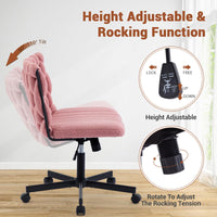 Garvee chaise de bureau criss cross à roulettes, assise large, sans accoudoirs, pivotante, structure en métal, rose, idéale pour le bureau à domicile et la coiffeuse, 66 cm, confortable