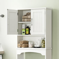 Meuble de rangement Garvee à suspendre au-dessus des toilettes, en MDF avec double porte et protection anti-basculement, pour salle de bain et buanderie, blanc, gain de place, polyvalent