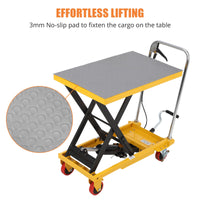 Garvee table élévatrice hydraulique 227 kg, table à ciseaux en acier, levage 47 à 150 cm, tapis antidérapant 3 mm, 4 roues