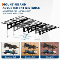 Étagères murales Garvee (lot de 2), 60 x 180 cm, structure en acier, pliables, robustes, pour le rangement dans le garage, noires