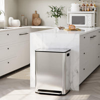 Poubelle Garvee en acier inoxydable, 60 litres, double compartiment, couvercle à fermeture douce, séparation des déchets, cuisine/bureau, 2 x 30 litres, argent