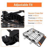 Panier de toit Garvee 117 x 91 x 13 cm en acier thermolaqué pour SUV, camions et camping-cars, capacité de charge de 90 kg