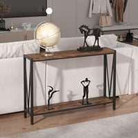 Garvee Console d’entrée étroite 110 x 25 x 76 cm, bois et métal, 2 niveaux avec rangement, style vintage, idéale entrée, salon et couloir.