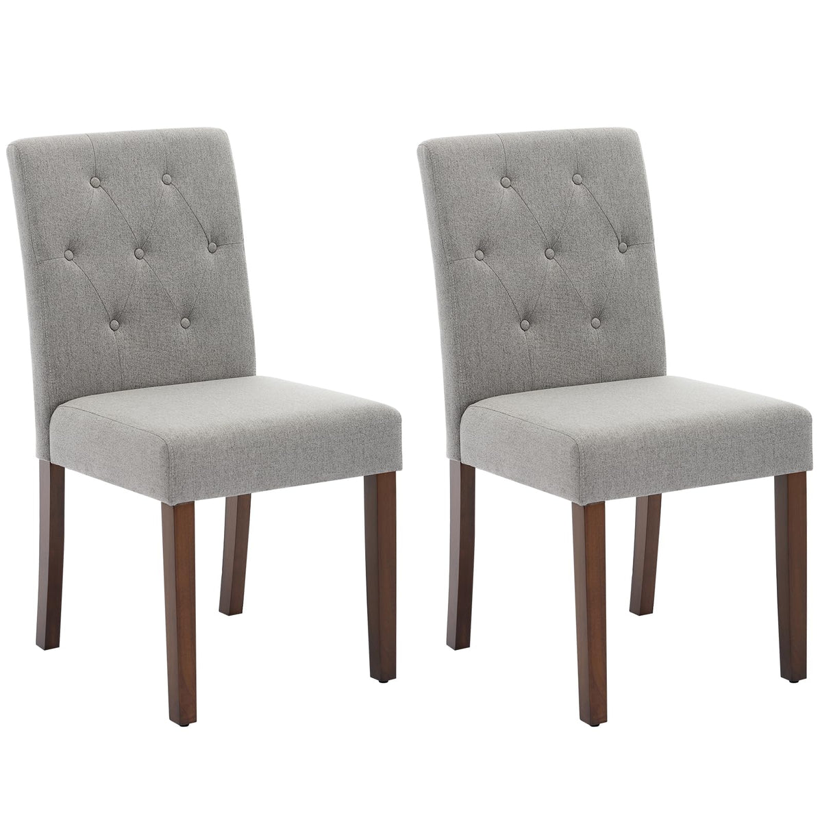 Garvee Ensemble de 2 chaises de salle à manger rembourrées, style Parsons moderne, revêtement en lin doux, pieds en bois robustes, soutien ergonomique