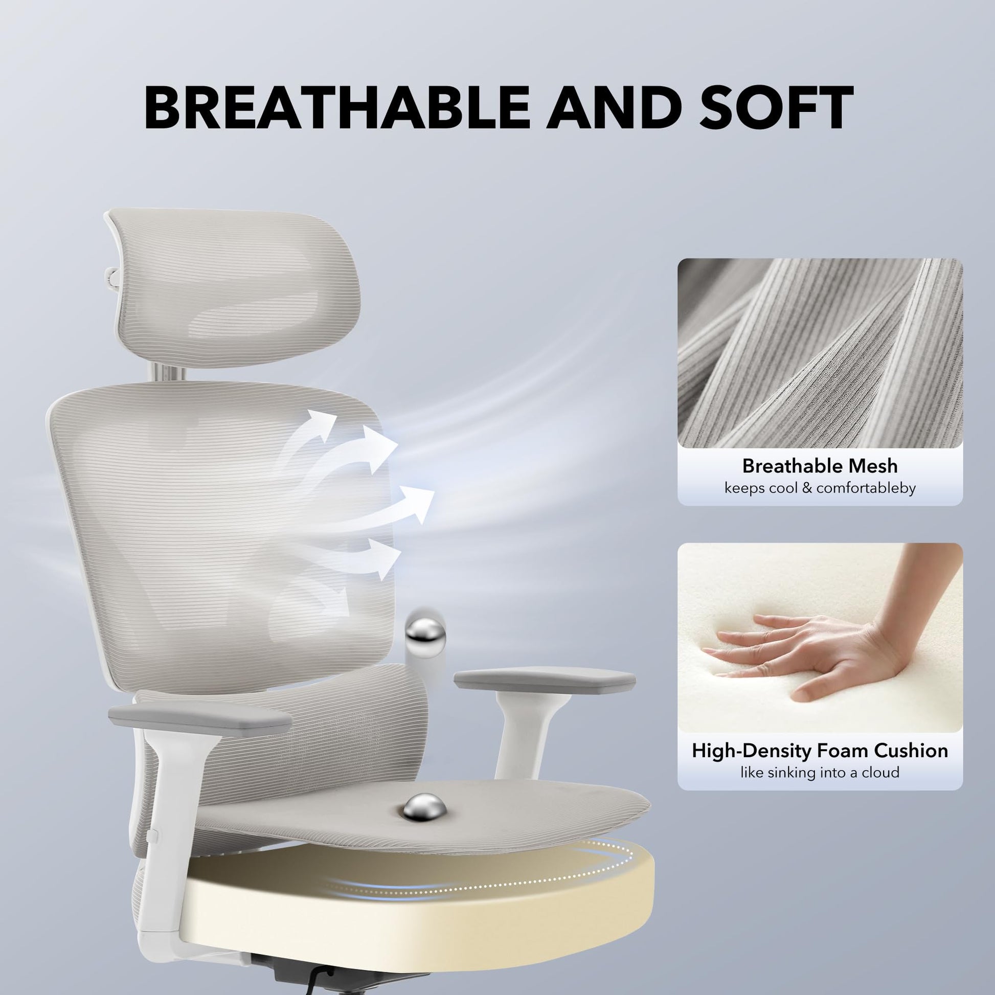 Chaise de bureau ergonomique Garvee en maille avec soutien lombaire réglable, accoudoirs 3D, structure en métal, dossier haut, pivotante, pour bureau et télétravail, noire