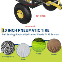 Garvee Chariot de jardin 408 kg avec parois amovibles, pneus 25 cm, structure acier robuste et poignée rotative 180°, pour jardin et ferme