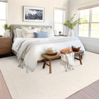 Tapis lavable Garvee 9x12 en polyester antidérapant et résistant aux taches, pour salon ou chambre, design moderne uni