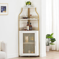 Meuble bar d'angle Garvee pour spiritueux avec étagères réglables, 155 cm, style industriel, structure robuste en MDF et métal, porte grillagée, porte-verres, autoportant, cuisine et salon, noir