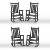 Garvee Fauteuil à bascule d’extérieur en HDPE gris, résistant aux intempéries, assise ergonomique 51 cm, capacité 158 kg