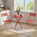 Garvee Salon de Jardin 3 Pièces, Ensemble Table et 2 Chaises Pliantes, Compact et Durable, Rouge, Idéal pour Balcon et Jardin - Rouge