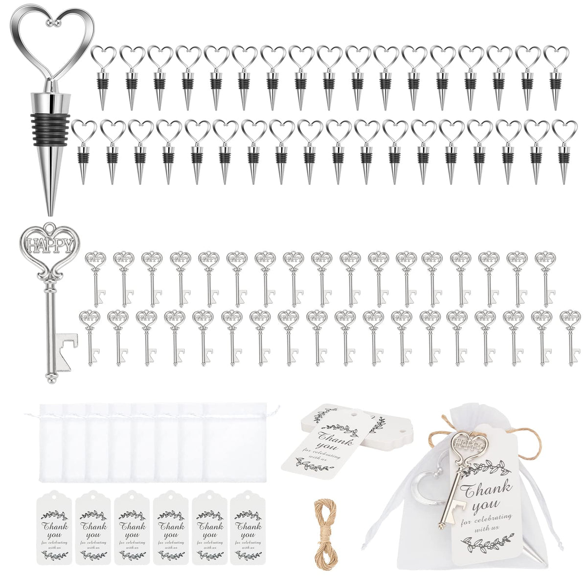 Coffret ouvre-bouteilles Garvee, 36 pièces, couteau de sommelier en acier inoxydable avec pochette et étiquette cadeau pour mariage, anniversaire, transparent, 6,5 cm