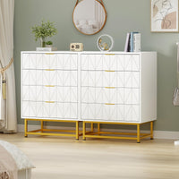 Garvee commode à 4 tiroirs avec grand espace de rangement, en MDF, pieds en métal doré, idéale pour la chambre et l'entrée, robuste et résistante aux rayures