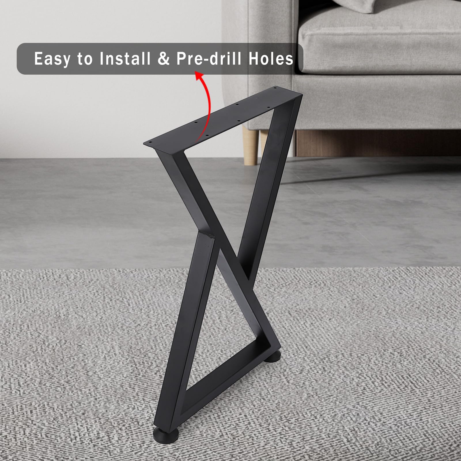 Garvee Pieds de table en métal noir forme X, hauteur 71 cm, support jusqu’à 400 kg, patins réglables, pour bureau, table et mobilier maison