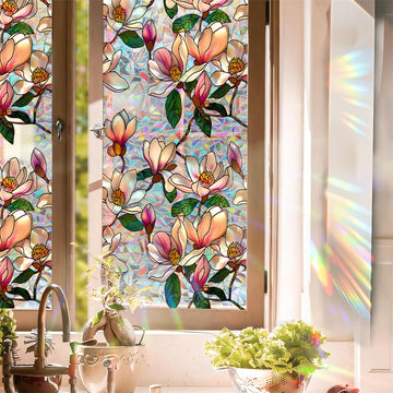 GARVEE Film adhésif opaque anti-UV pour vitres, motif floral, 43 x 200 cm