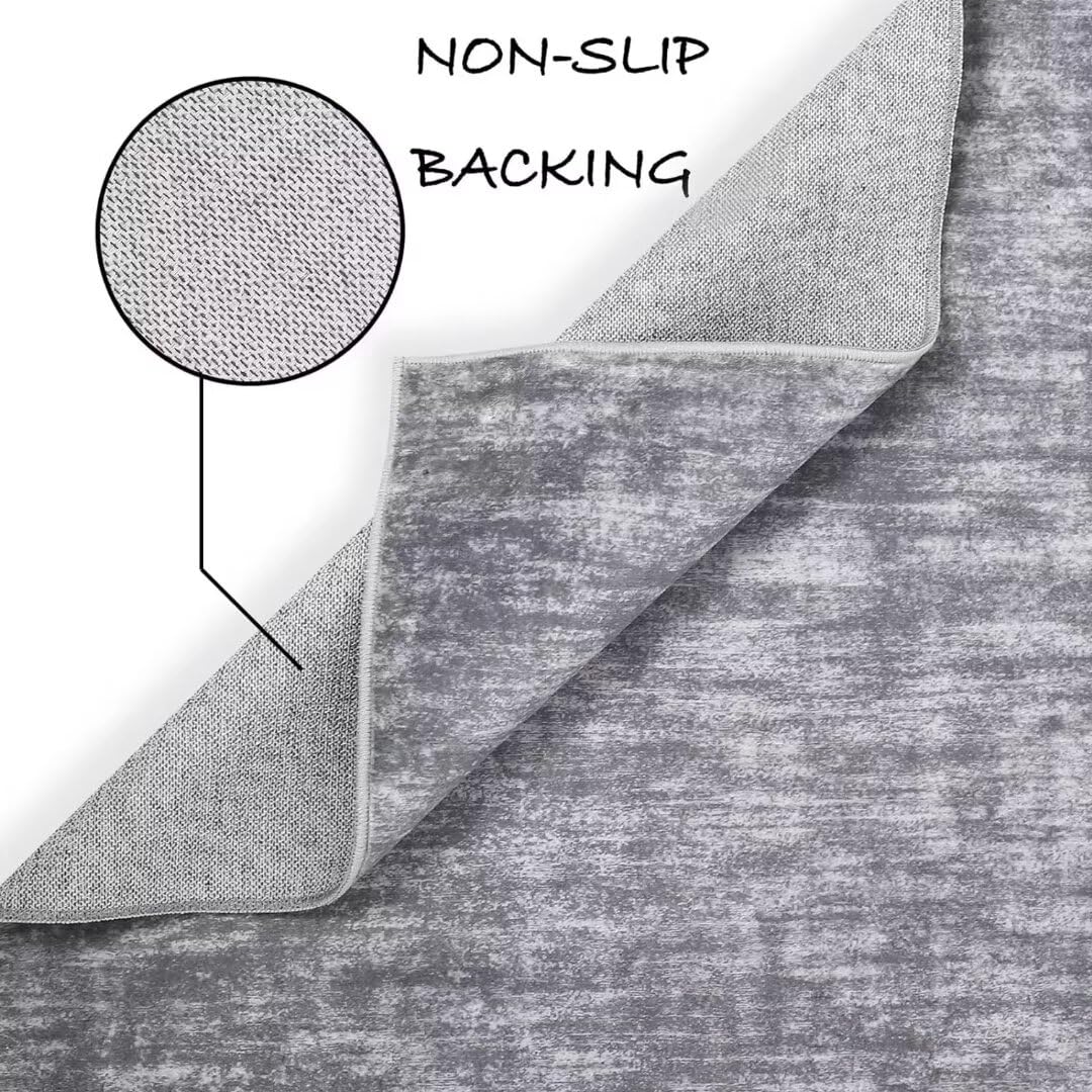 Tapis de salon Garvee, doux, lavable en machine, antidérapant, gris moderne, 80 x 150 cm