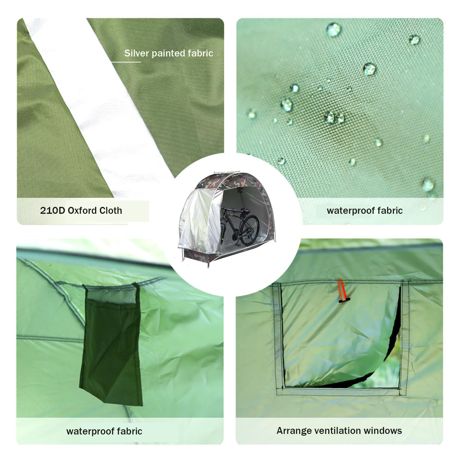 Abri à vélos Garvee pour 2 à 3 vélos, en tissu Oxford 210D, imperméable et résistant à la poussière, avec portes, protection extérieure pour motos et matériel de jardinage, gris